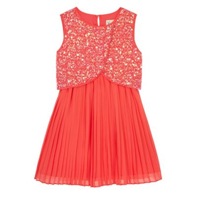 Yumi Girl Pink Sequin Embellished Pleated Dress